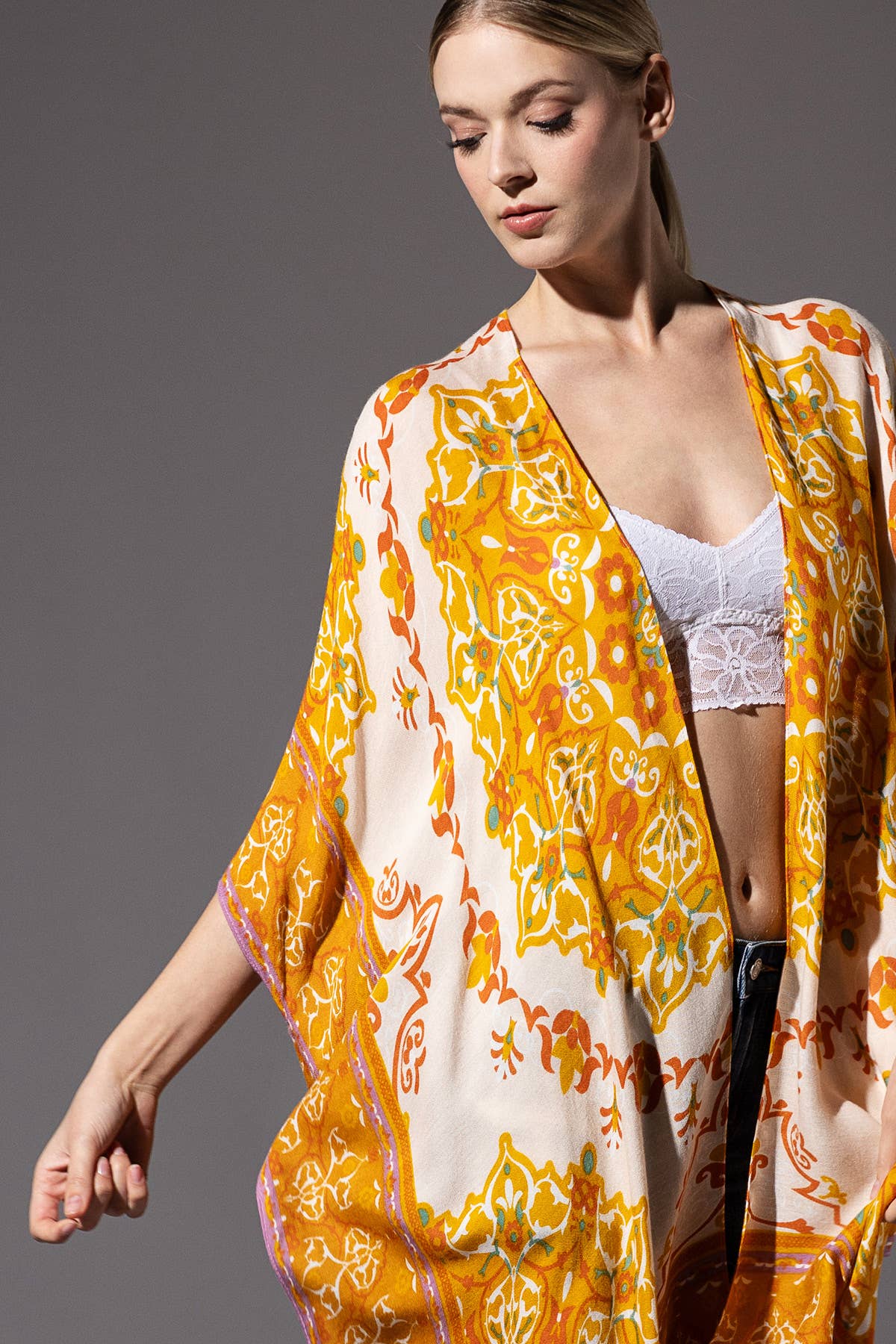 Desert Gold Mandala Flower Kimono - ivyandlavyboutique Urbanista