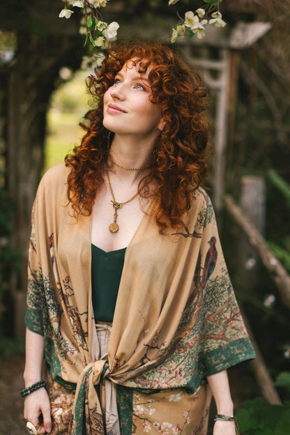 Fable Bohemian Goddess Starduster Kimono with Deer and Moon
