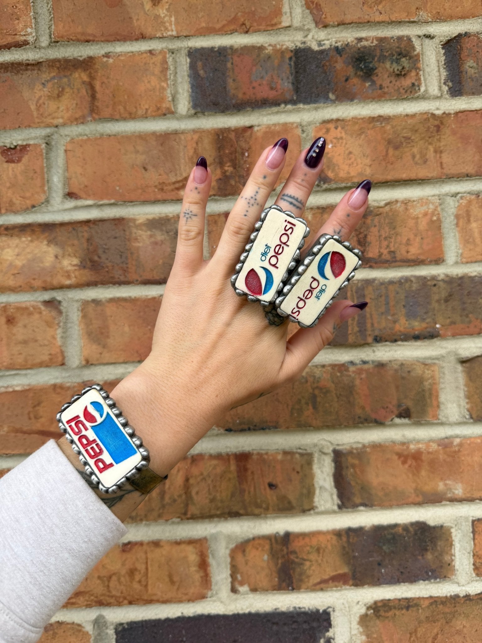 Diet Pepsi & Pepsi Domino Cuff Bracelet or Ring - ivyandlavyboutique ivyandlavyboutique