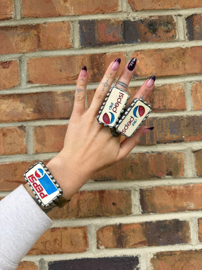 Diet Pepsi & Pepsi Domino Cuff Bracelet or Ring - ivyandlavyboutique ivyandlavyboutique