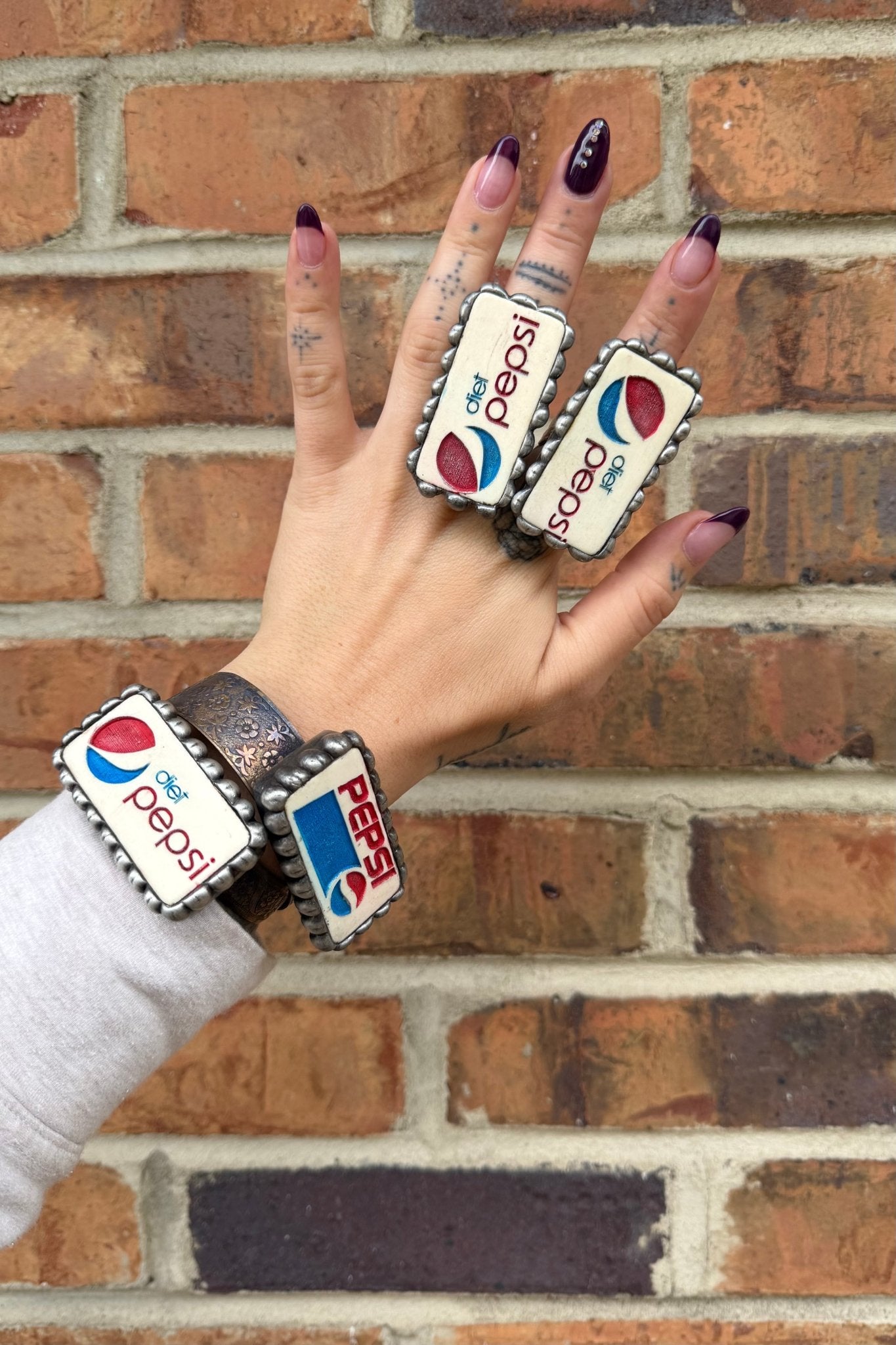 Diet Pepsi & Pepsi Domino Cuff Bracelet or Ring - ivyandlavyboutique ivyandlavyboutique