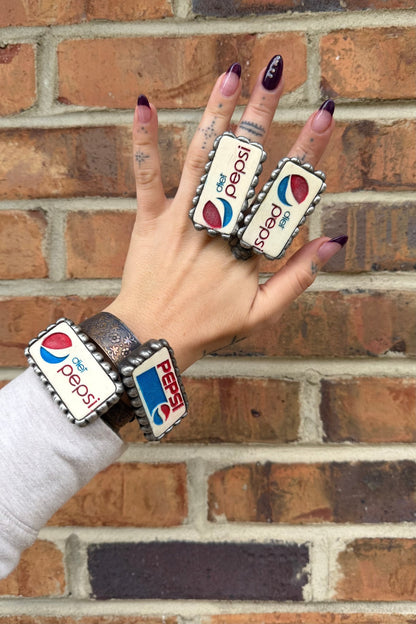 Diet Pepsi & Pepsi Domino Cuff Bracelet or Ring - ivyandlavyboutique ivyandlavyboutique