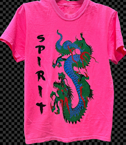 Distressed Tee with Spirit Dragon Print - ivyandlavyboutique LeParisPetit by I Love Linen