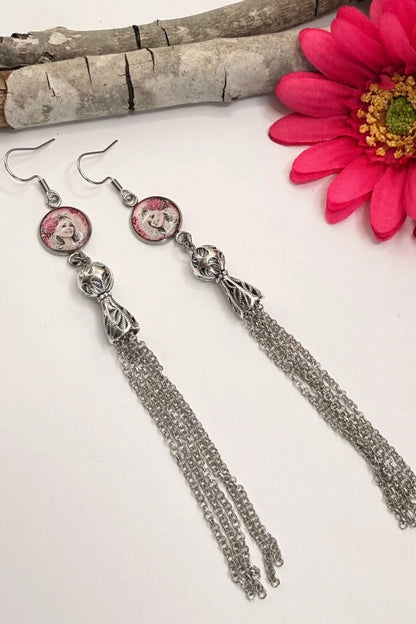 Dolly Pink Circle Tassel Earrings - ivyandlavyboutique Spirit Lala