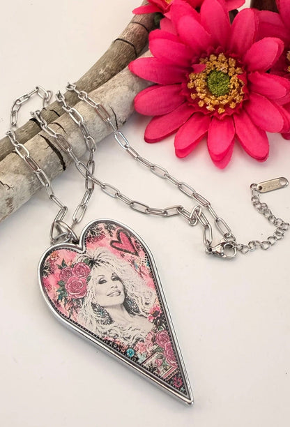 Dolly Pink Large Heart Pendant Necklace - ivyandlavyboutique Spirit Lala