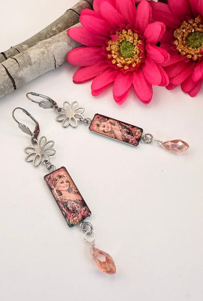 Dolly Rectangle Daisy Earrings - ivyandlavyboutique Spirit Lala