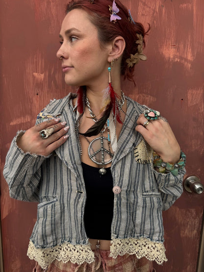 Dome Peace in the Center Chunky Chain Necklace - ivyandlavyboutique Art by Amy