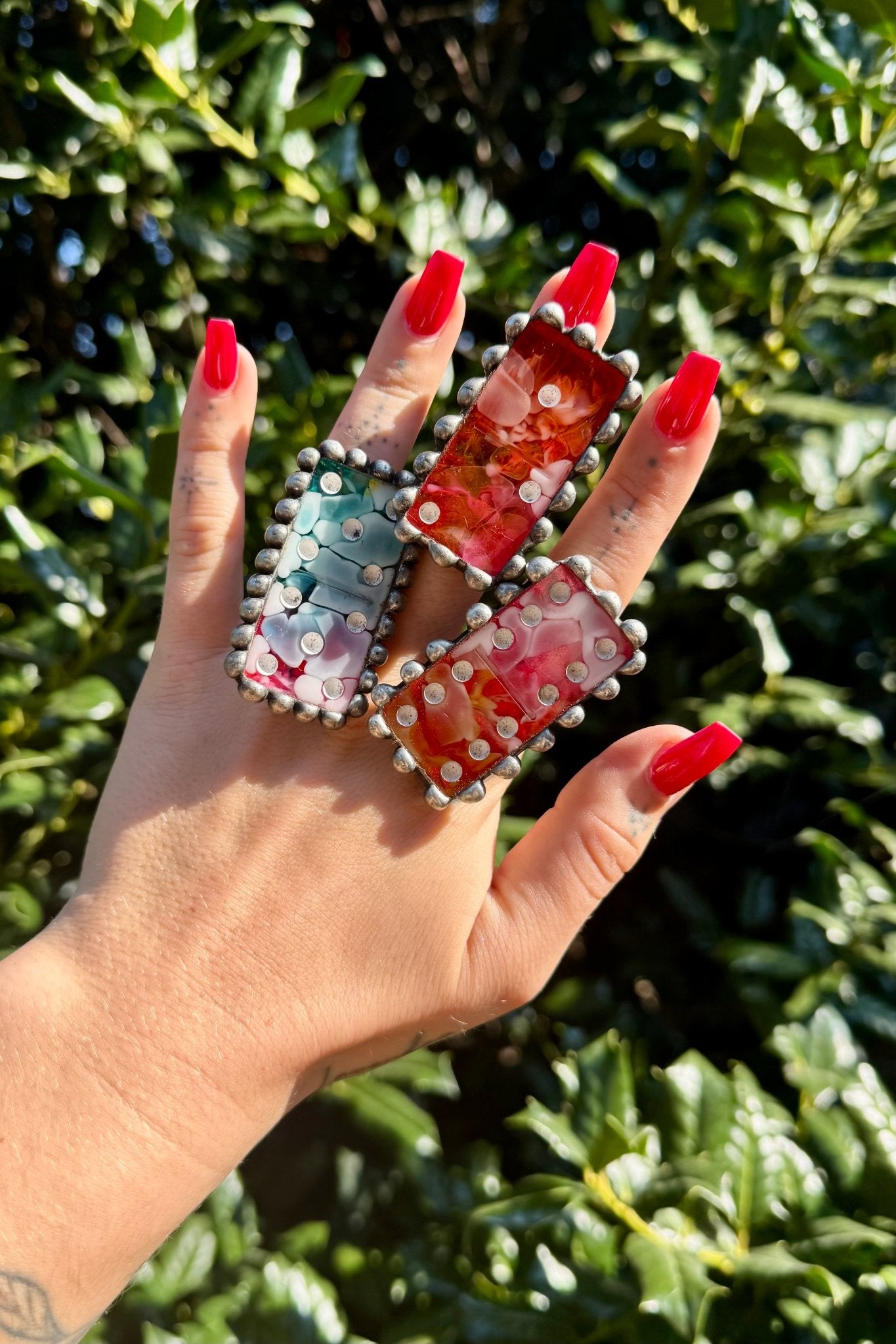 Domino Abstract Carved Ring - ivyandlavyboutique Art by Amy