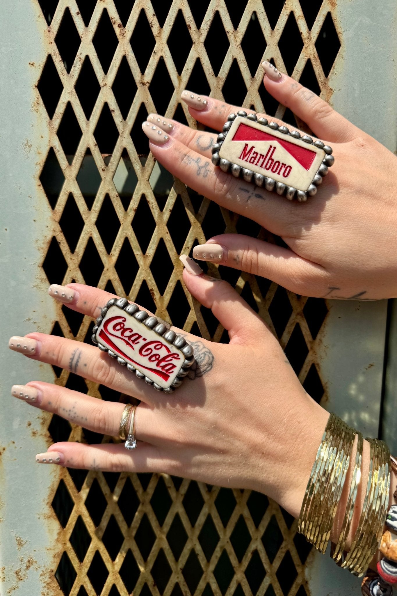 Domino Metal Rings - ivyandlavyboutique Art by Amy
