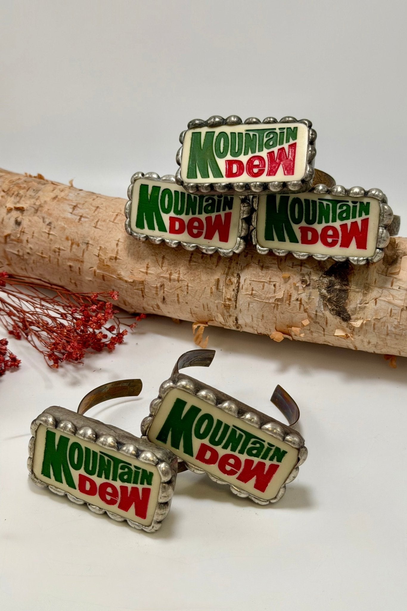 Domino Mountain Dew Metal Cuff - ivyandlavyboutique Art by Amy