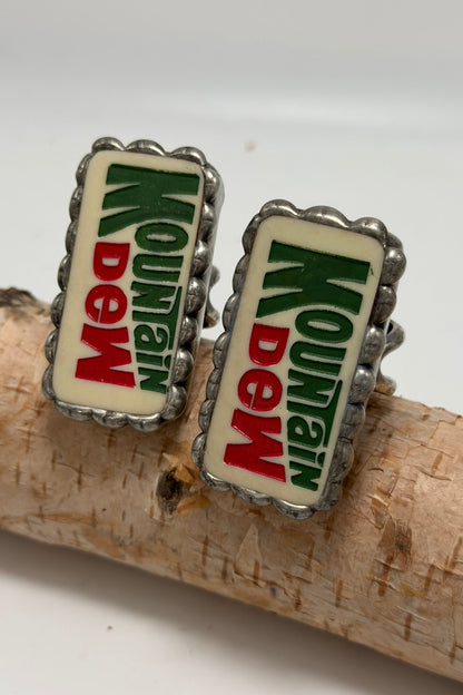 Domino Mountain Dew Metal Rings - ivyandlavyboutique Art by Amy