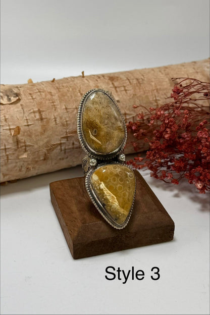 Double Fossil Ring - ivyandlavyboutique ivyandlavyboutique