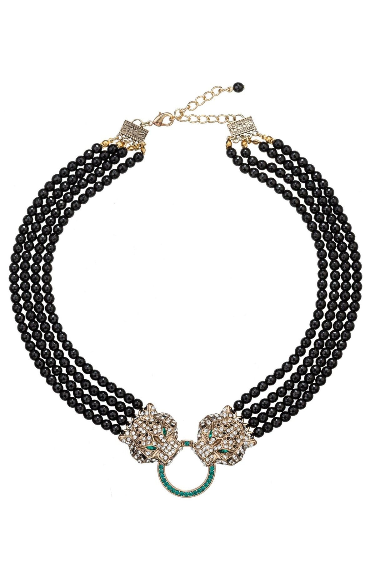 Double Leopard Brooch Statement Necklace - Boho Wanderlust Boutique Eye Candy Los Angeles