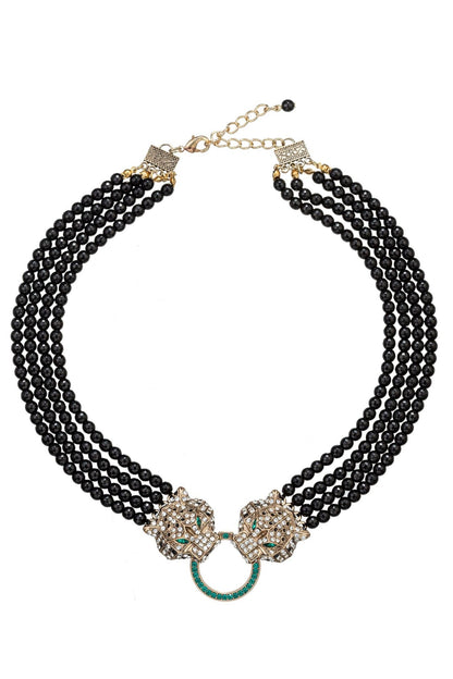 Double Leopard Brooch Statement Necklace - Boho Wanderlust Boutique Eye Candy Los Angeles