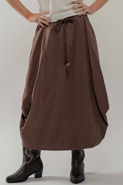 Drawstring Balloon Hem Maxi Skirt - ivyandlavyboutique Fashion Week
