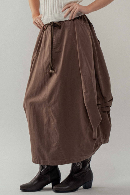 Drawstring Balloon Hem Maxi Skirt - ivyandlavyboutique Fashion Week