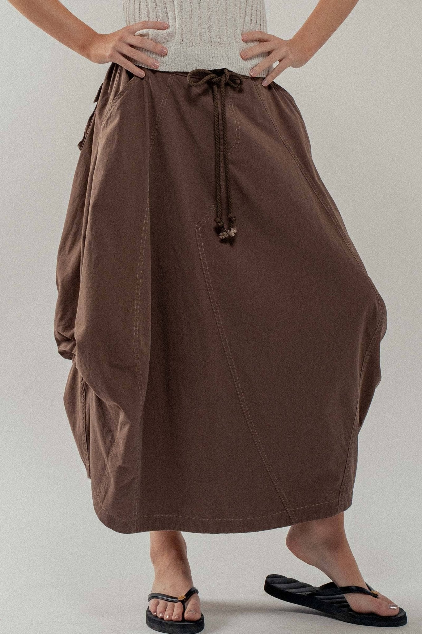 Drawstring Balloon Hem Maxi Skirt - ivyandlavyboutique Fashion Week