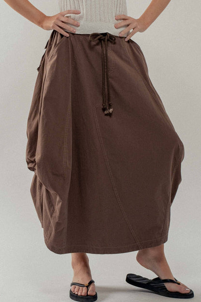 Drawstring Balloon Hem Maxi Skirt - ivyandlavyboutique Fashion Week