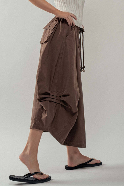 Drawstring Balloon Hem Maxi Skirt - ivyandlavyboutique Fashion Week