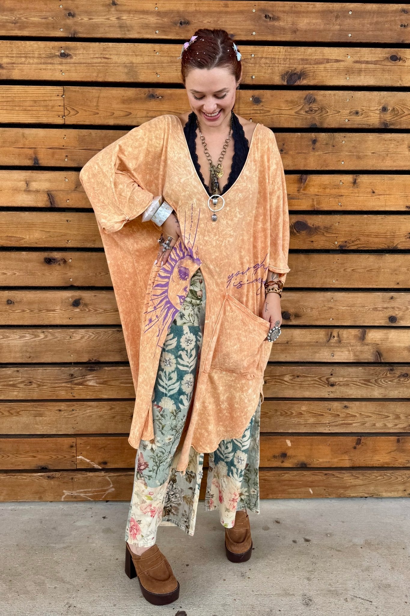 Dream Split Sun Printed Muu Tee - ivyandlavyboutique Kantha Bea