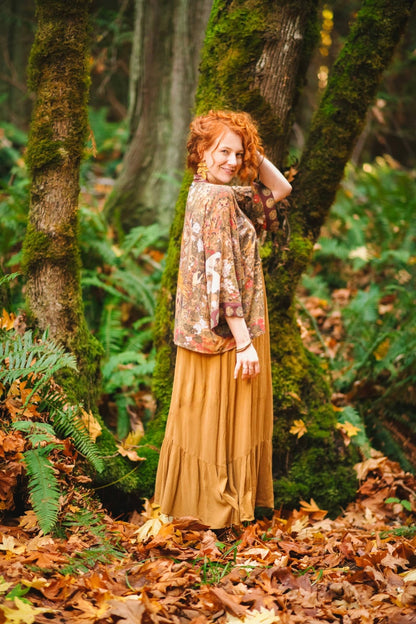 Dreamweaver Cropped Pixie Bamboo Kimono Cardigan with Zodiac Signs - ivyandlavyboutique Market of Stars