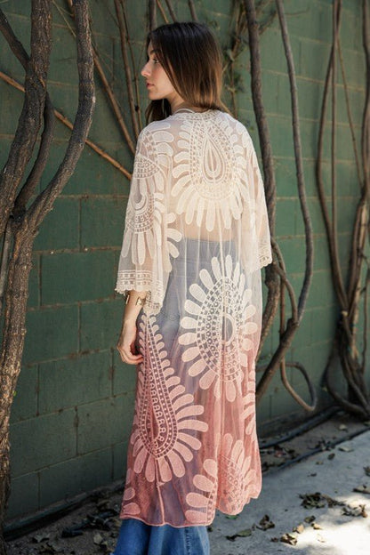 Dripping in Ombre Bohemian Lace Kimono - ivyandlavyboutique Leto Accessories