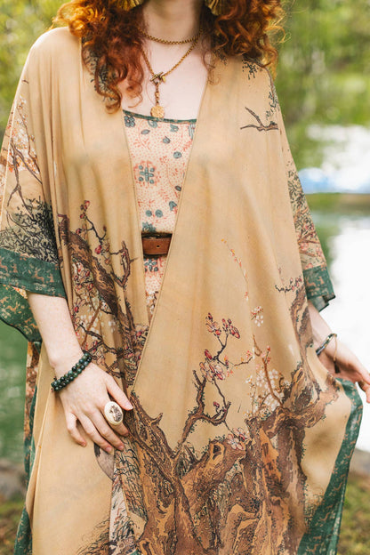 Fable Bohemian Goddess Starduster Kimono with Deer and Moon