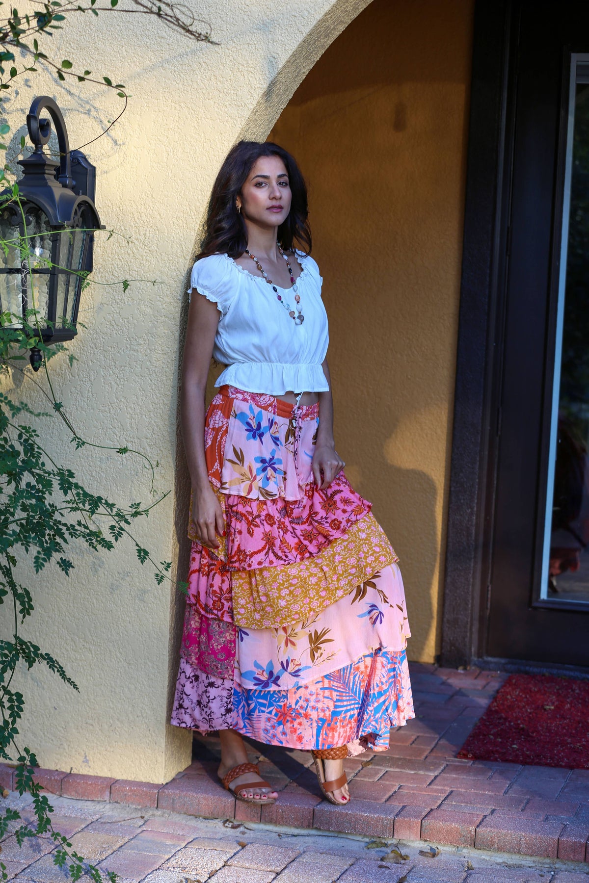 Rose Meadow Floral Patchwork Ruffle Skirt