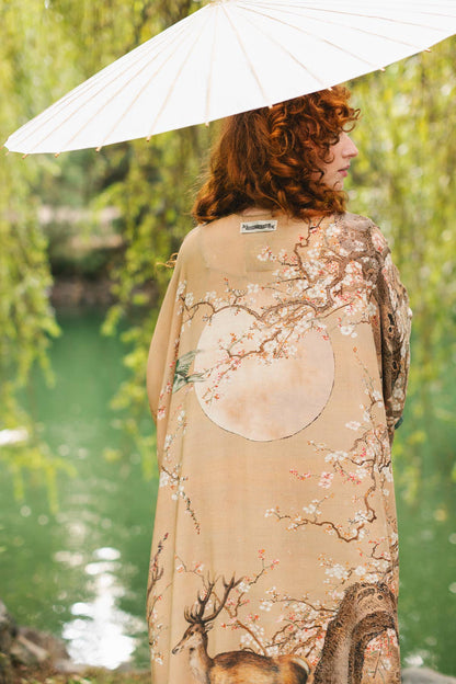 Fable Bohemian Goddess Starduster Kimono with Deer and Moon