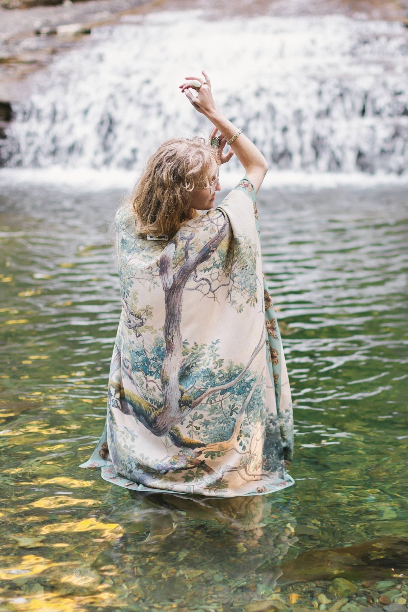 Earth and Sky Bohemian Goddess Starduster Kimono w/Trees - ivyandlavyboutique Market of Stars