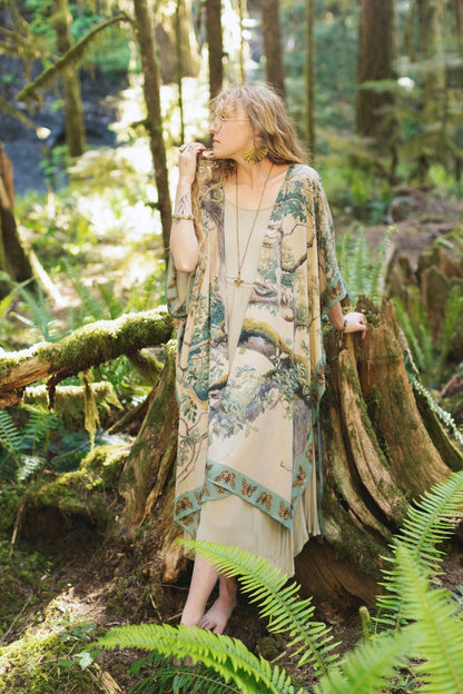 Earth and Sky Bohemian Goddess Starduster Kimono w/Trees - ivyandlavyboutique Market of Stars