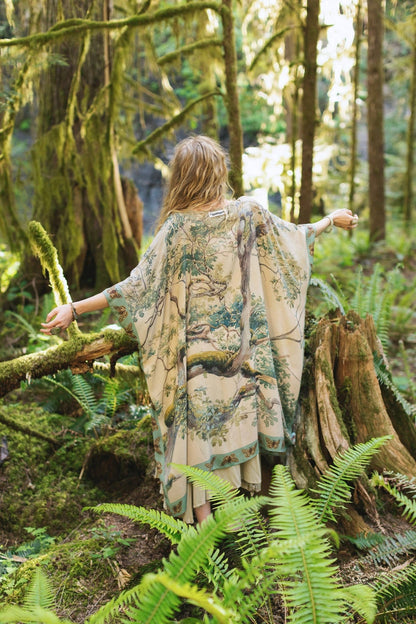 Earth and Sky Bohemian Goddess Starduster Kimono w/Trees - ivyandlavyboutique Market of Stars