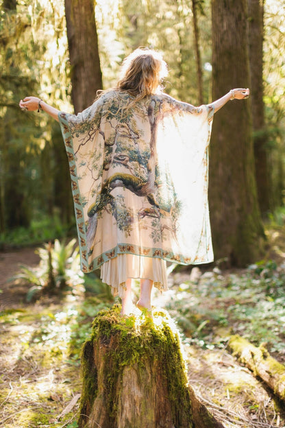Earth and Sky Bohemian Goddess Starduster Kimono w/Trees - ivyandlavyboutique Market of Stars
