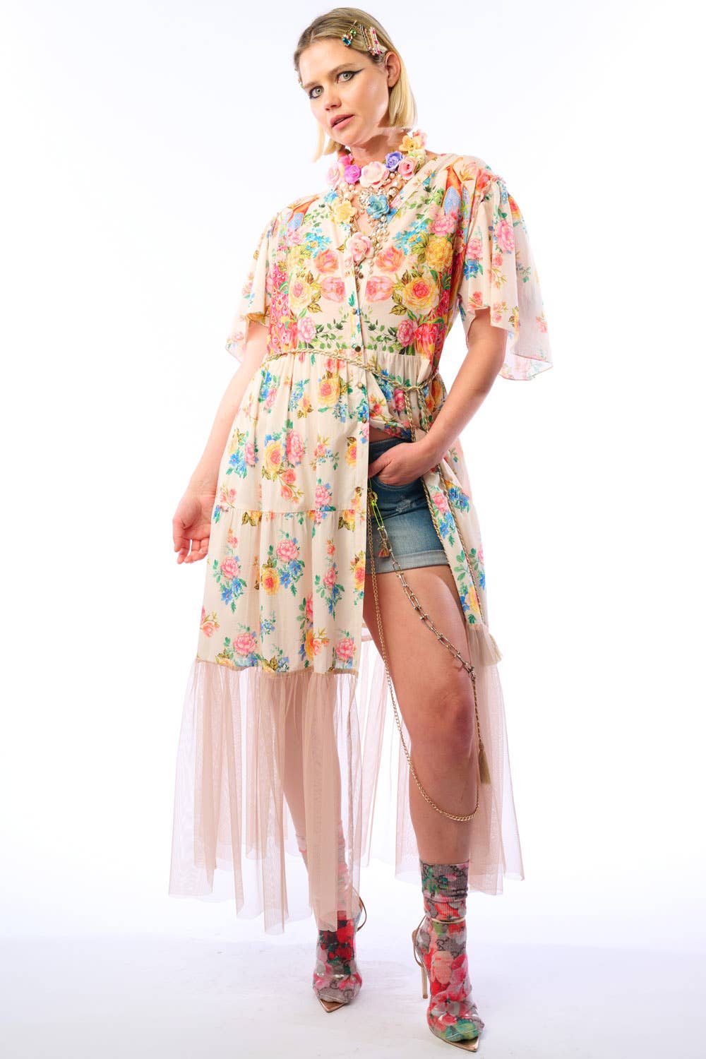 Earth Angels Dress: Beige Peacock - ivyandlavyboutique Aratta