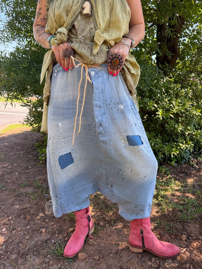 Preorder - Earthsong Harem Pants - Chambray Stripes