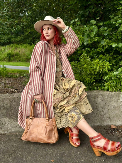 Easy Breezy Long Sleeve Crafted Long Striped Cotton Coat - ivyandlavyboutique Pol Clothing