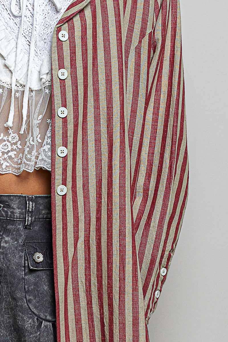 Easy Breezy Long Sleeve Crafted Long Striped Cotton Coat - ivyandlavyboutique Pol Clothing