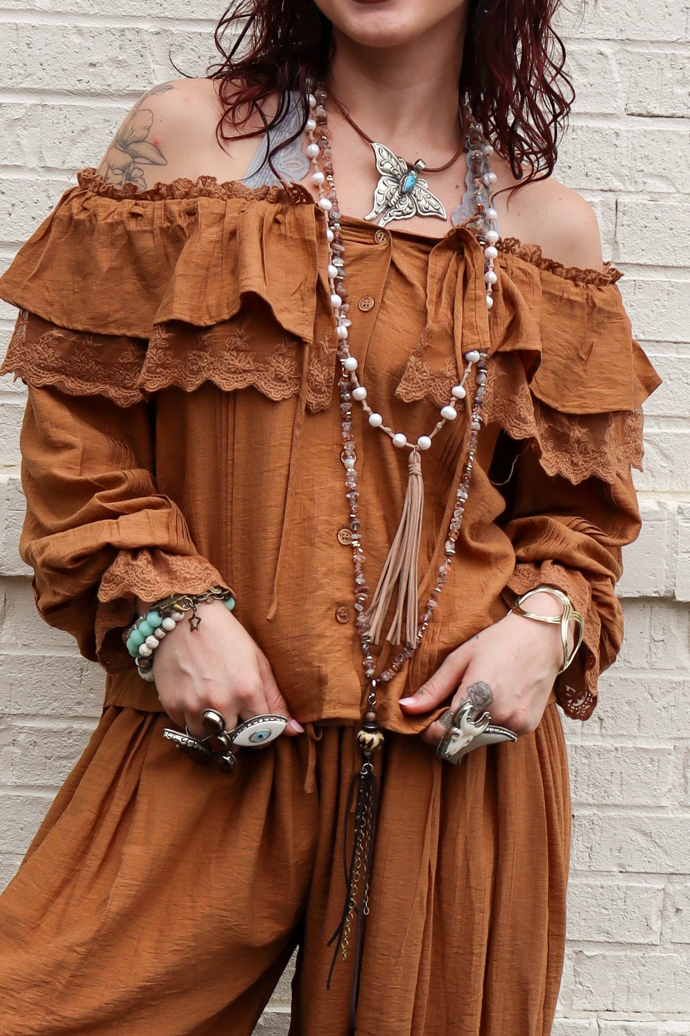 Easy Breezy Pearl Leather Tassel Necklace - ivyandlavyboutique Spirit Lala