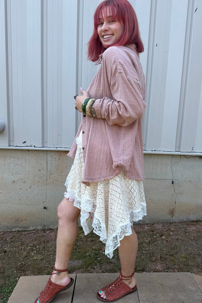 Easy Days Cotton Blend Botton Down - ivyandlavyboutique Karma Highway