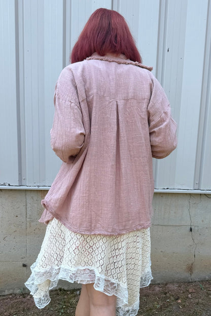 Easy Days Cotton Blend Botton Down - ivyandlavyboutique Karma Highway