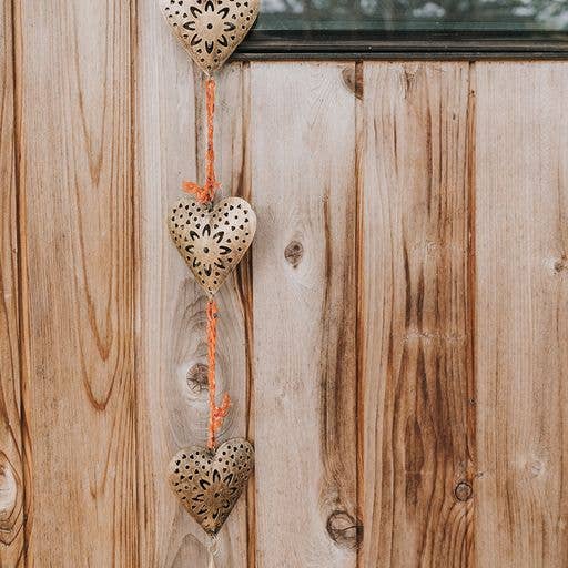 Chakshu Heart Trio Bell Wind Chime Upcycled Sari