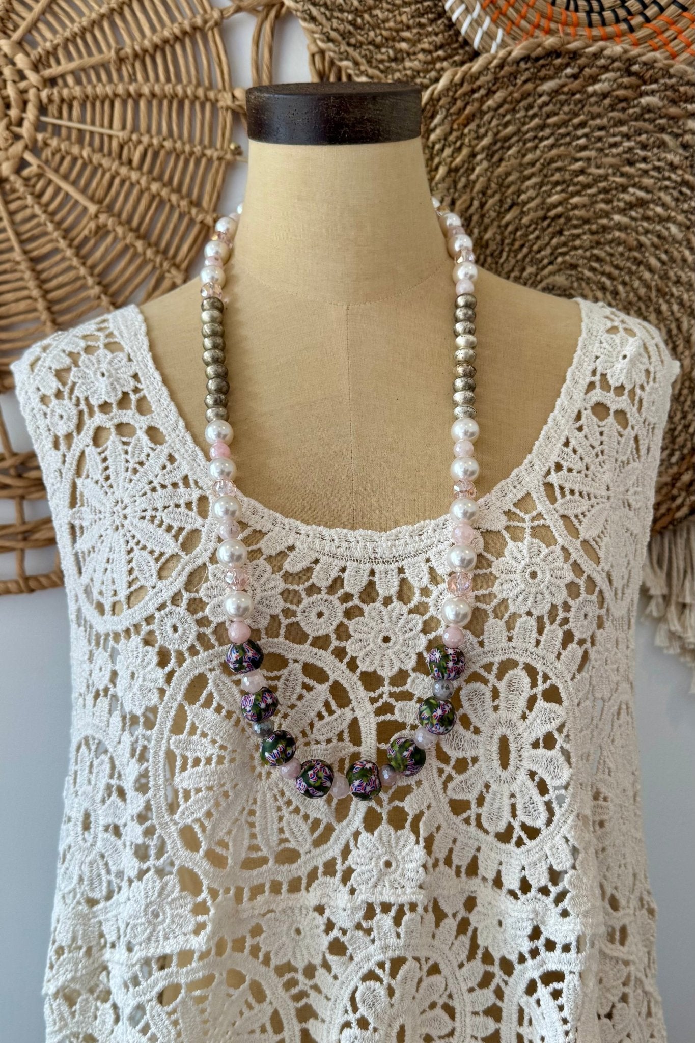 Eclectic Bead Necklace in Pink - ivyandlavyboutique ivyandlavyboutique
