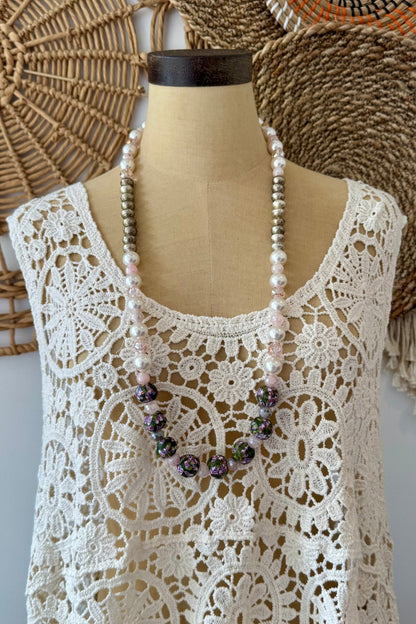 Eclectic Bead Necklace in Pink - ivyandlavyboutique ivyandlavyboutique