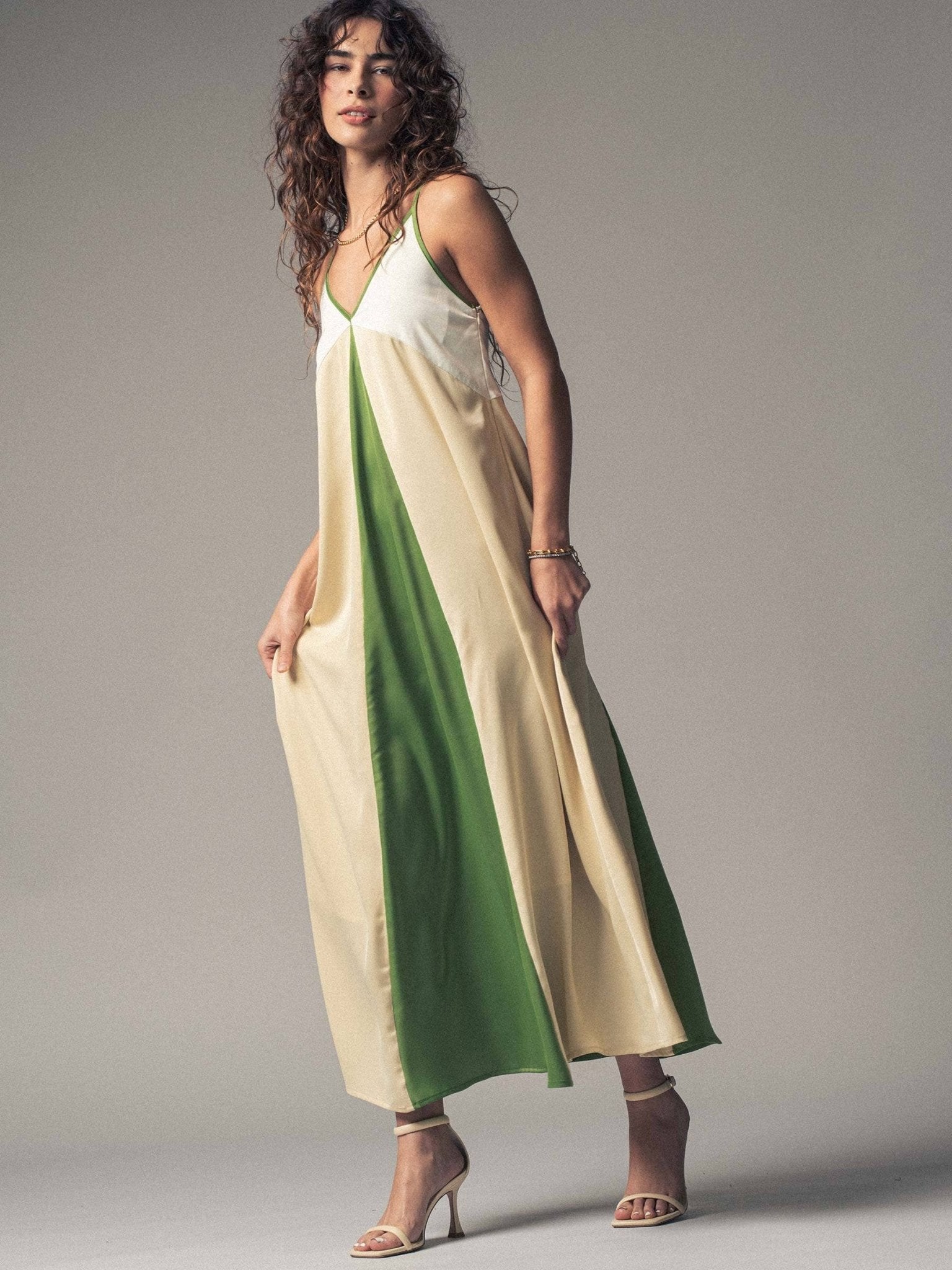 Elanor Colorblock Satin Maxi Dress - ivyandlavyboutique Fashion Week