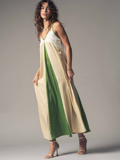 Elanor Colorblock Satin Maxi Dress - ivyandlavyboutique Fashion Week