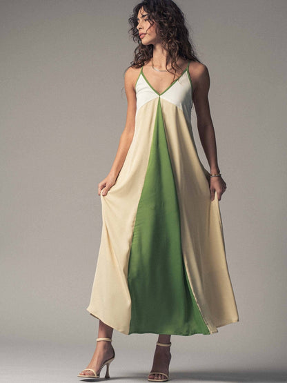 Elanor Colorblock Satin Maxi Dress - ivyandlavyboutique Fashion Week