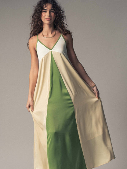Elanor Colorblock Satin Maxi Dress - ivyandlavyboutique Fashion Week
