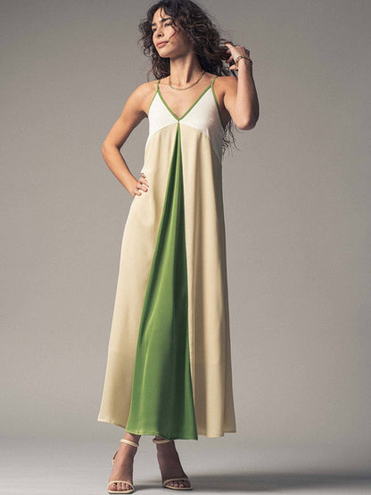 Elanor Colorblock Satin Maxi Dress - ivyandlavyboutique Fashion Week