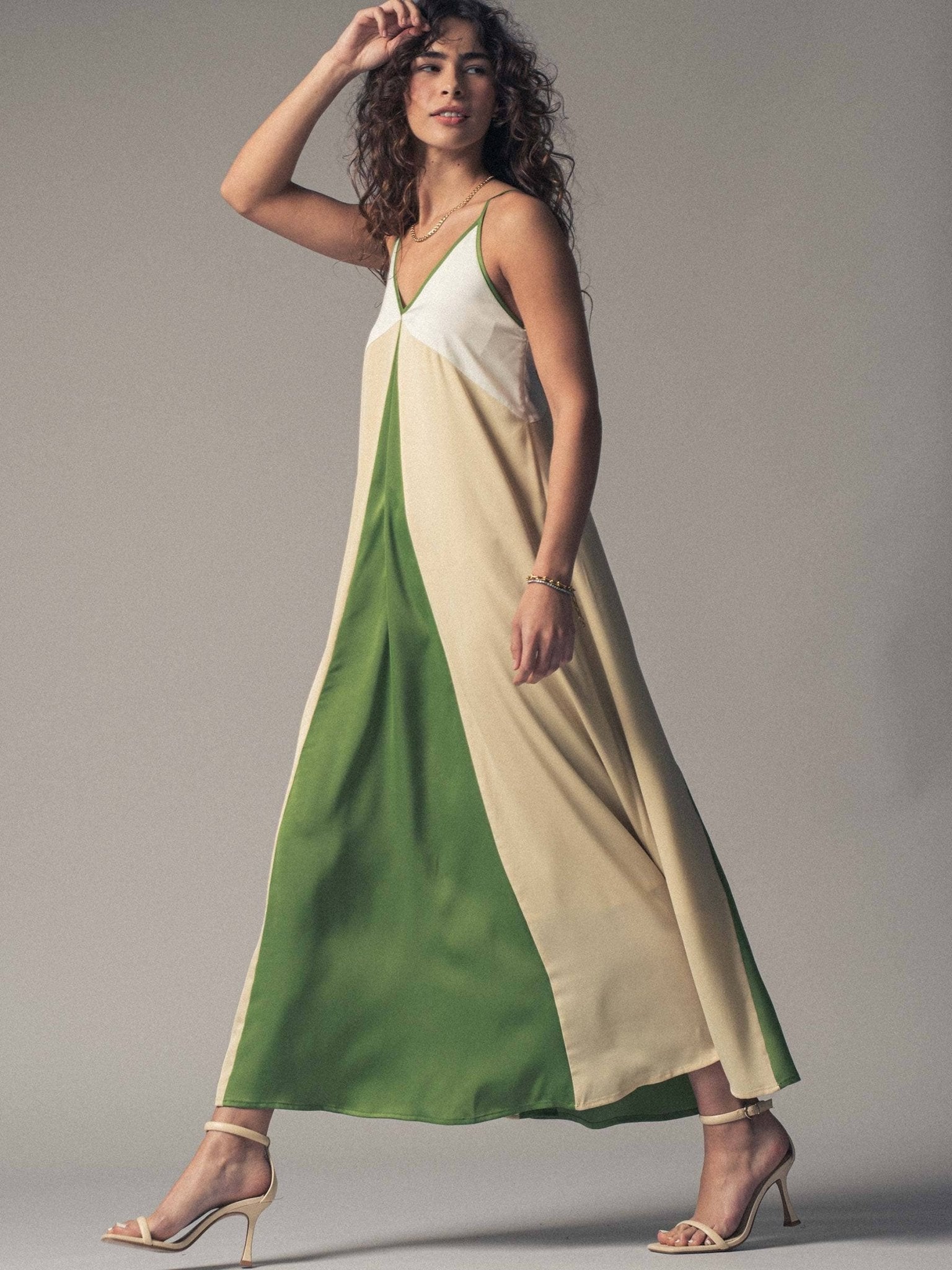 Elanor Colorblock Satin Maxi Dress - ivyandlavyboutique Fashion Week