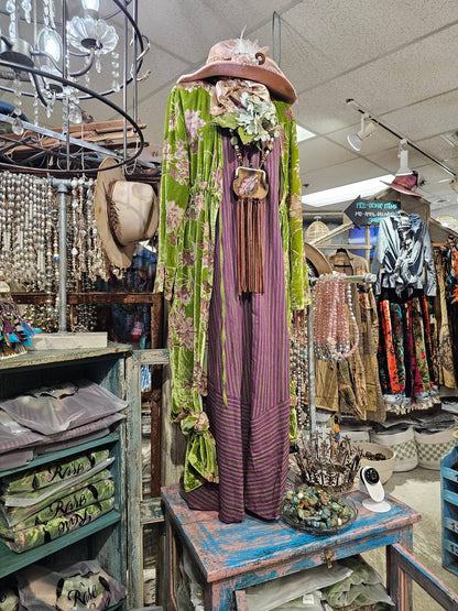 Elegant Purple/Green Stripe Lace Dress - ivyandlavyboutique A Rare Bird Shop